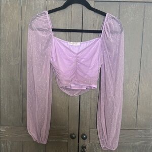 Lavender Sheer Sleeve Top